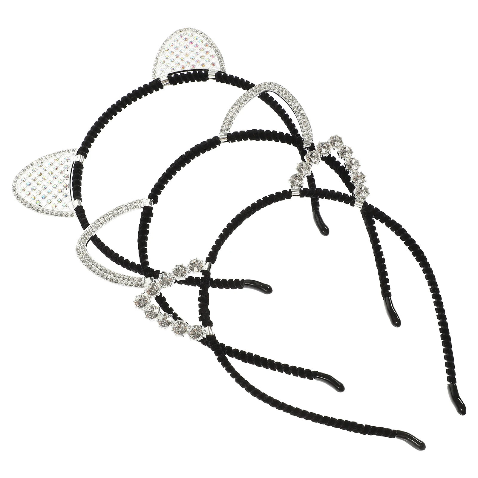 

3pcs Cat Ears Hair Accessories Halloween Party Women Girls LB327 LB328 LB329 Stylish Shining Rhinestones Durable Firm Details