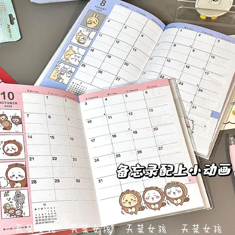 2025 New Chiikawa Schedule Planning Notes Handbooks Student Anime Cartoon Colorful Inner Page Manga Notebook Girls Gifts Toys