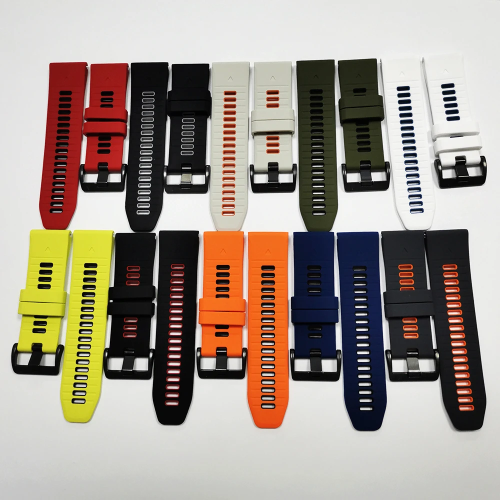 QuickFit 22mm 26mm Watch Band For Garmin Fenix 7X 7 47m 51mm 6X 6/Epix Pro/Enduro 3/instinct 2X Two-Tone Silicone Strap Bracelet