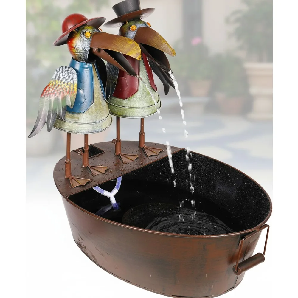 

Vintage Metal Crow Bird Water Fountain - Rustic Outdoor Garden Decor for Patio Yard Deck