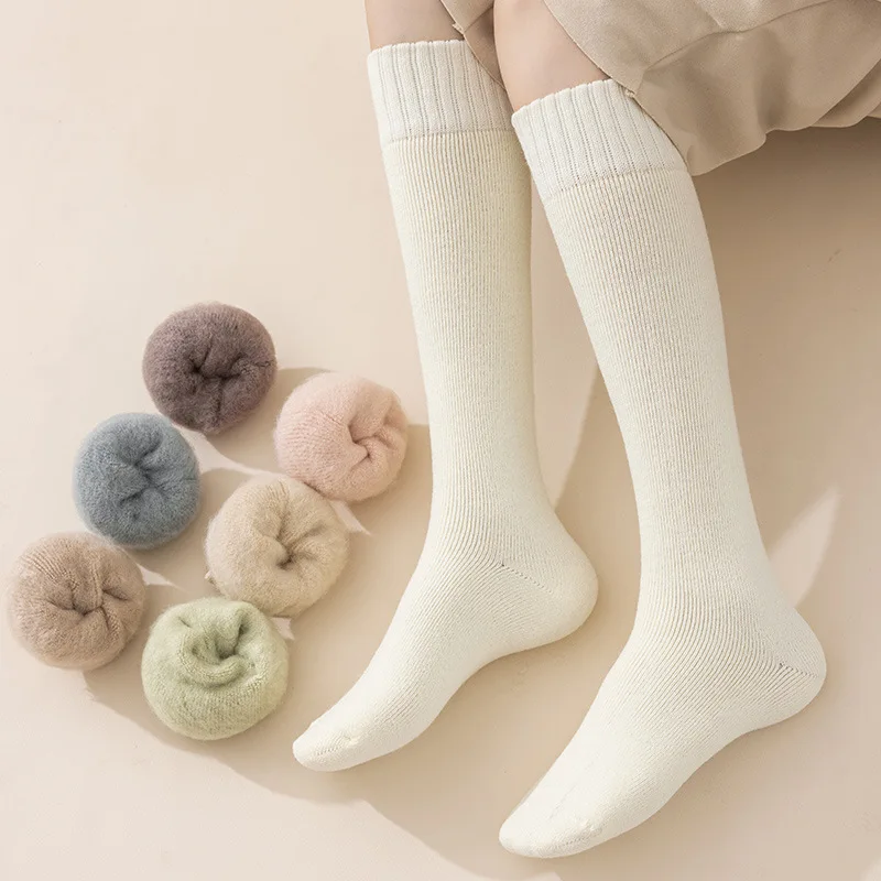 Women's Slimming Long Socks with Fleece and Thick Padding for Warmth. Spring and Autumn Style. Flannel Long Socks.