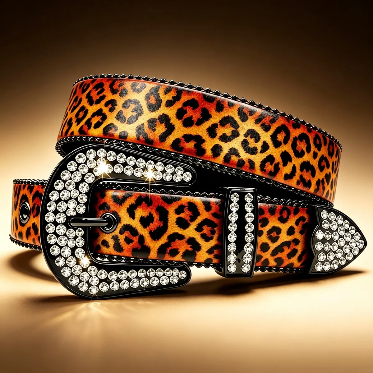

Classic Leopard Print Retro Print Rhinestone Waist Belt Unisex Fashion Accessory for Men Women Daily Decorative Waist Belt