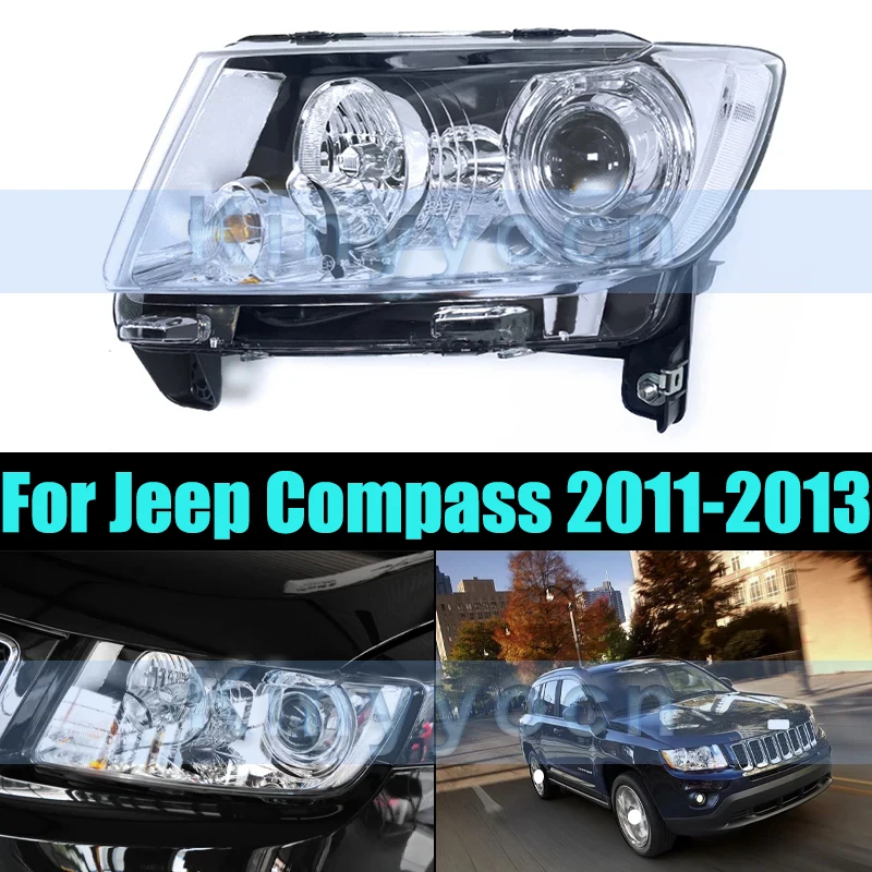 White Headlight Head Light Lamp For Jeep Compass 2011-2013 Front Bumper Headlight Headlamp