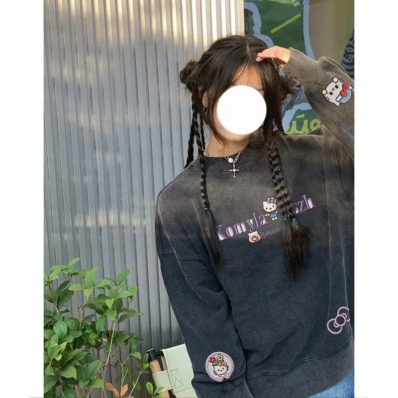 

Толстовка Sanrio Hello Kitty, милый креативный новый стиль, пуловер для милых девочек, Лидер продаж, универсальная модная удобная одежда для поездок на работу