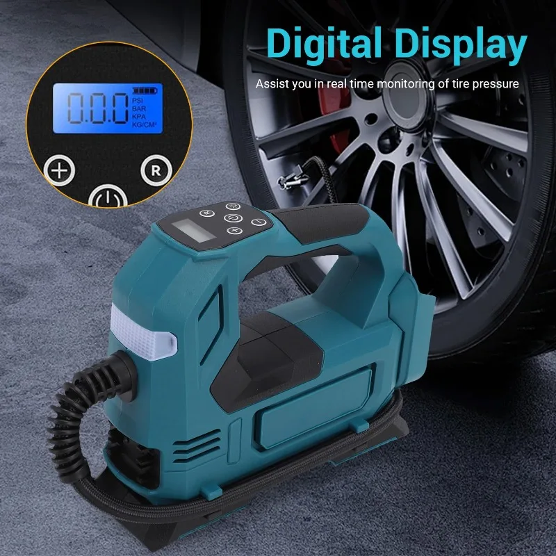 Portable Tyre Inflator Car Tyre Pump with Digital Display for Makita/Milwaukee 18V Batteries Air Compressor for Cars Sports Ball