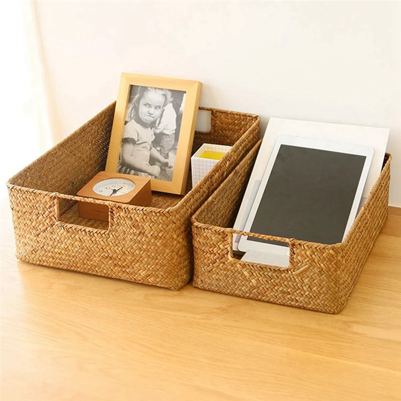 Плетеная корзина из морских водорослей LICE — плетеное хранилище из натуральной соломы для фруктов, хлеба, полотенец, идеально подходящее для дома и кухни