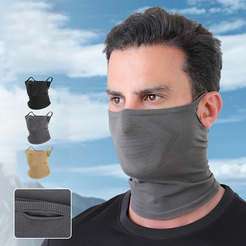 Cycling Face Mask for All Seasons Outdoor Sports Neck Gaiter Hiking Fishing Ear-Hanging Neck Warmer Windproof Dust-Proof Mask