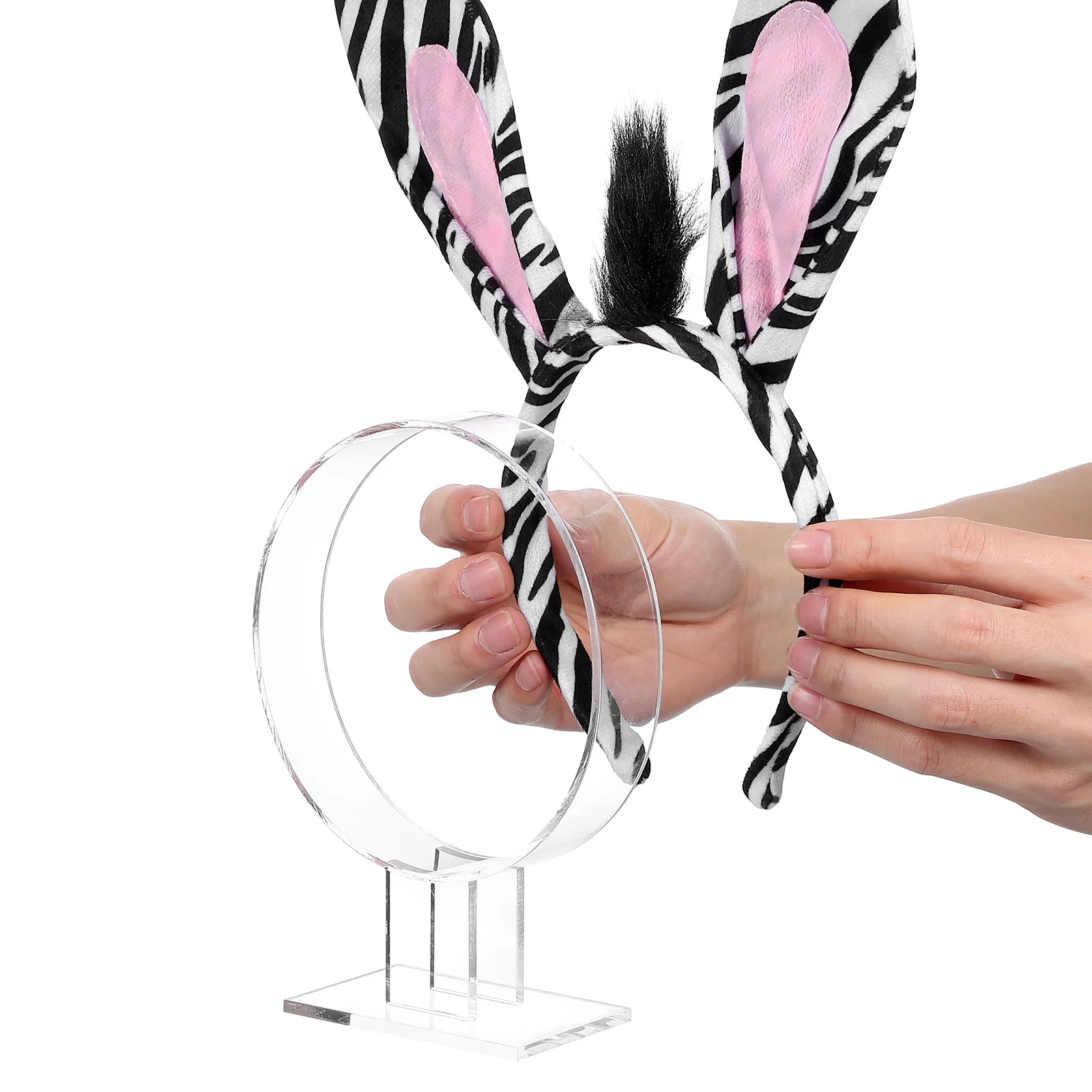 

2pcs Headband Display Stand Acrylic Hair Accessories Organizer Clear Material Lightweight Dustproof Save Space Desktop