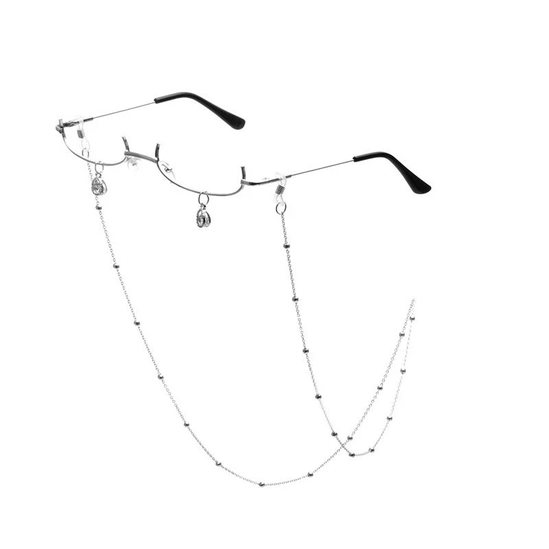 Vintage-Metall-Halbrahmenbrille ohne Gläser mit Kette, schick, für Cosplay-Partys, als Dekoration für Mädchen. – Detail 4