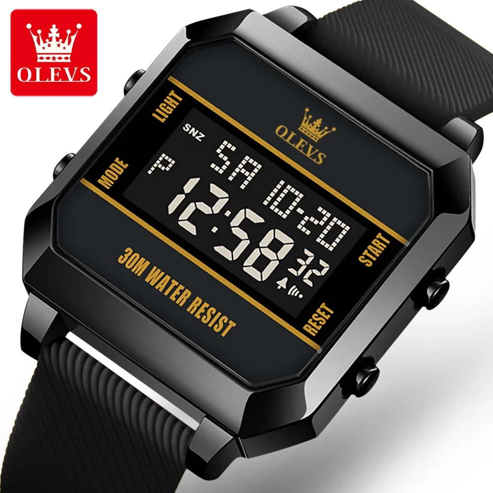 

OLEVS 1103 Multifunctional Waterproof Men Wristwatch, Digital Silicone Strap Fashion Watch For Men Calendar Luminous Alarm