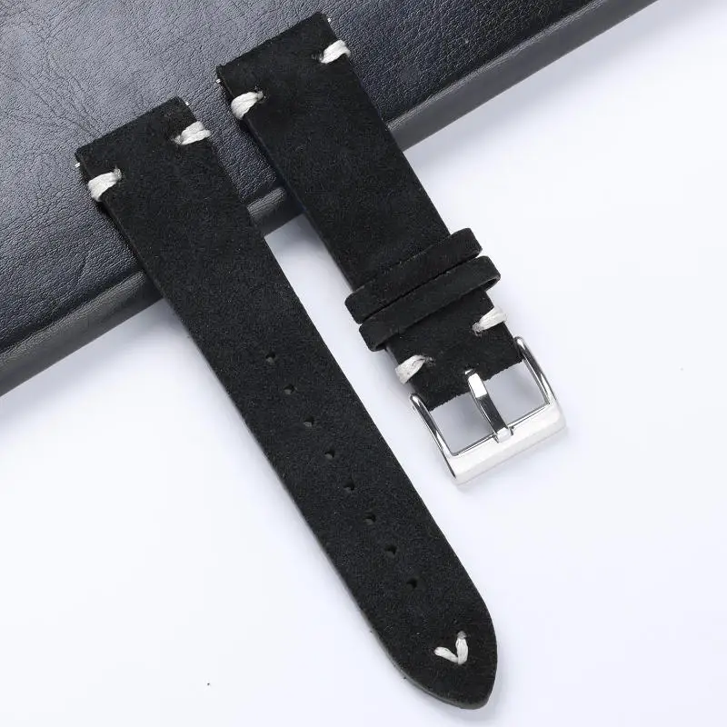 

Soft Suede Leather Strap 20/22mm for Samsung galaxy watch 42/46mm Gear S2 Vintage Stitching Watchband for Huawei Watch GT Active