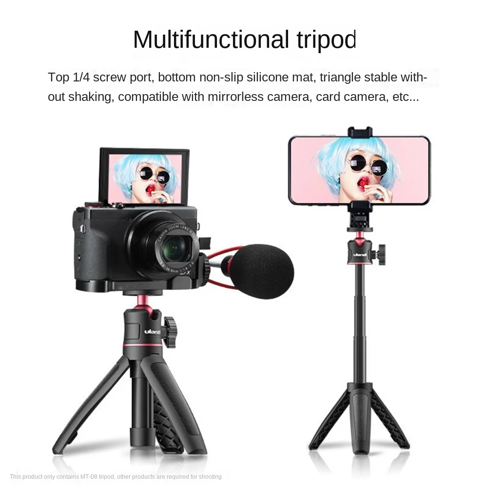 Ulanzi MT-08 Foldable Tripod for Phone Mini Portable Selfie Stick1/4inch Screw Ballhead Universal for Camera DSLR Accessories