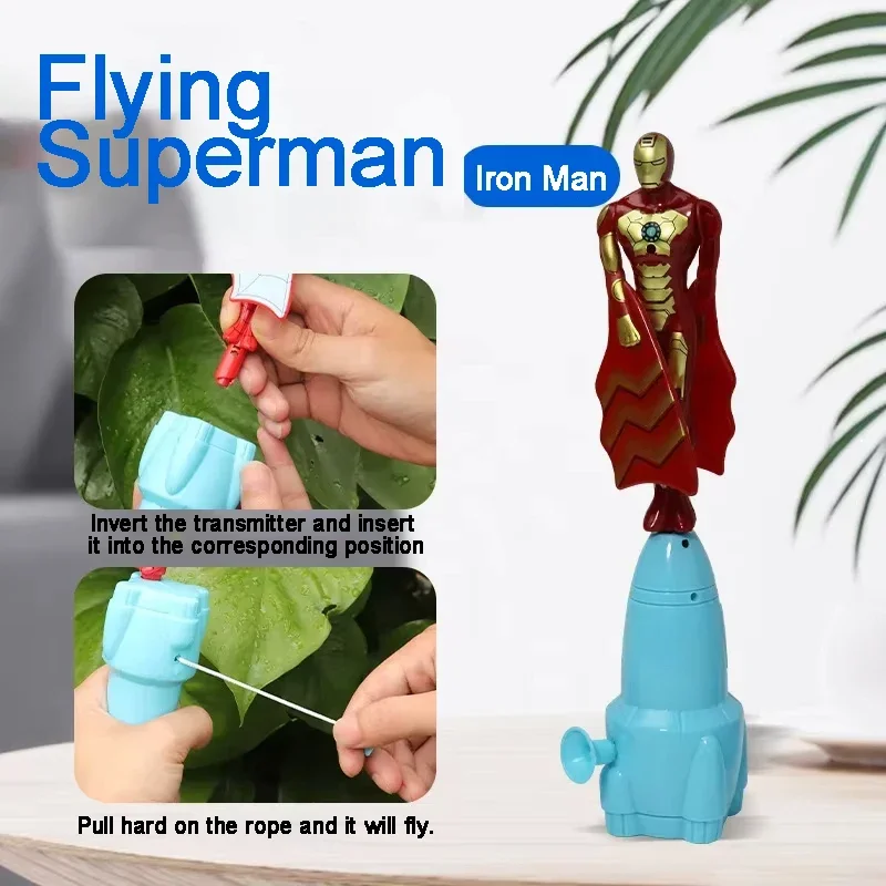 Marvel Flying Toy Spiderman Iron Man Captain America Bambus Libelle Flyer Spielzeug Zugschnur Rotationsemission Outdoor-Spielzeug