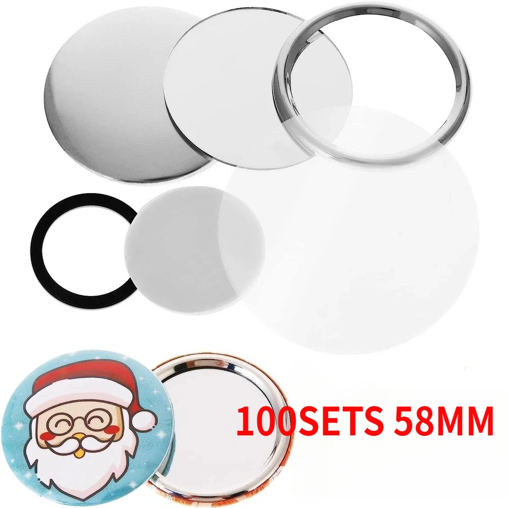 

100PCS 58MM Blank Mirror Badge Button Maker Part DIY Round Button Blank Supplies Pocket Mirror for Badge Press Making Machine