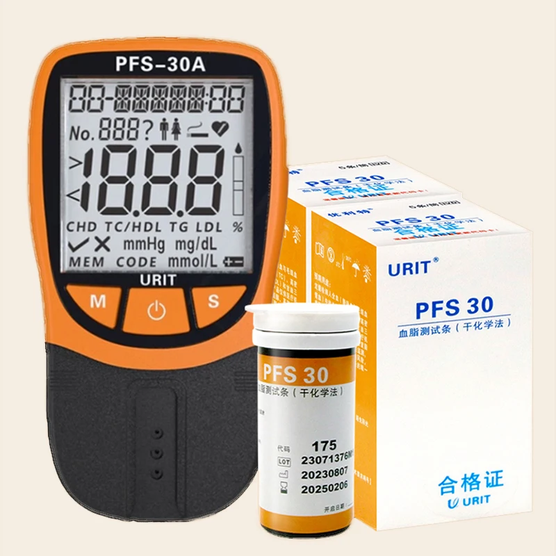 Urit 5 In 1 Lipid Profile Meter Test Strips Total Cholesterol Triglyceride Density Lipoprotein TC HDL TG Test Analyzer PFS 30A