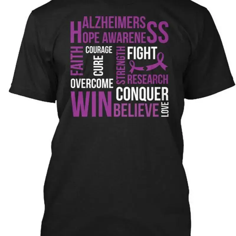 Alzheimers Disease Support Walk  Hope Awareness Faith TShirt Made in USA S5XL
