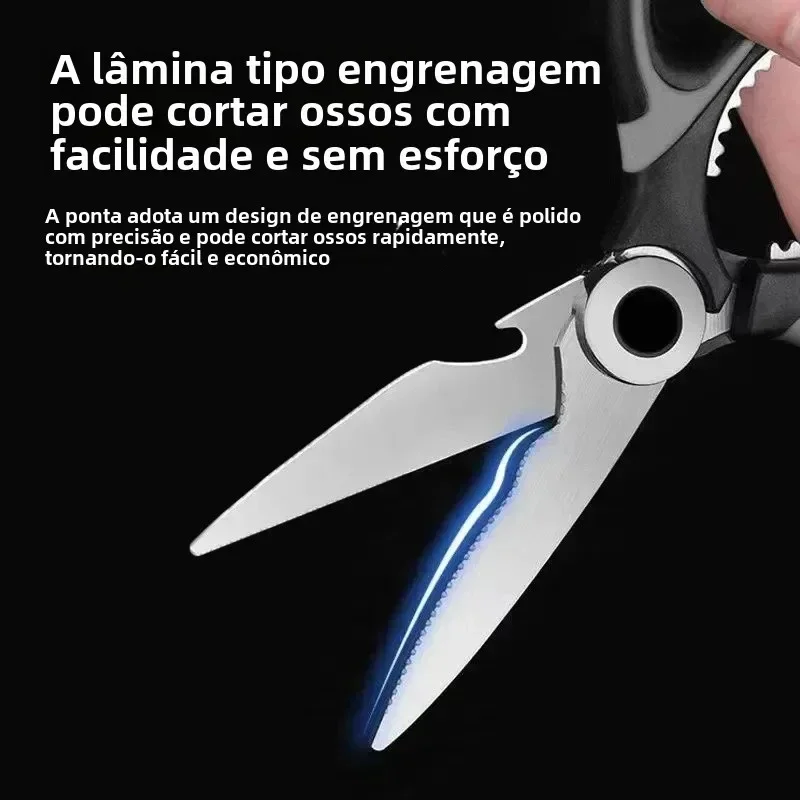 1/2 PCS Multi-Purpose Stainless Steel Kitchen Scissors, Chicken Bone Cutter with Lid, Can Open Nut Cutting Tool view 3