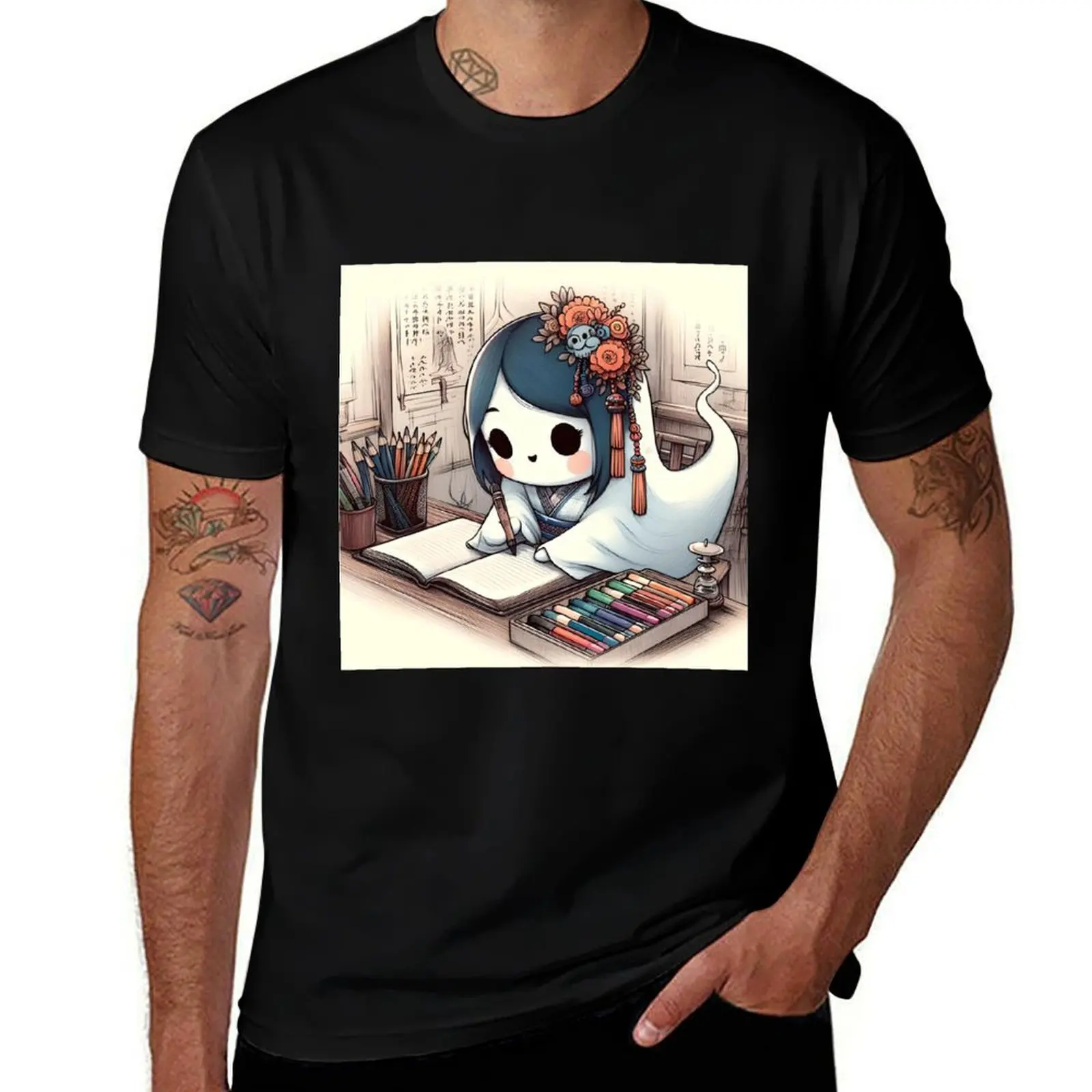 

Kawaii ghost writer T-Shirt funny shirt cotton anime tshirt boys animal print quick-drying funny t shirts for men