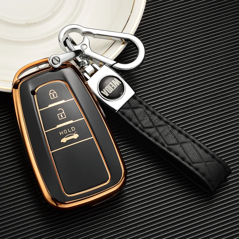 For Toyota Camry Corolla Avalon Rav4 Highlander Wildlander Car Key Case Shell Keychain Keyring Key Protector Car Accessories