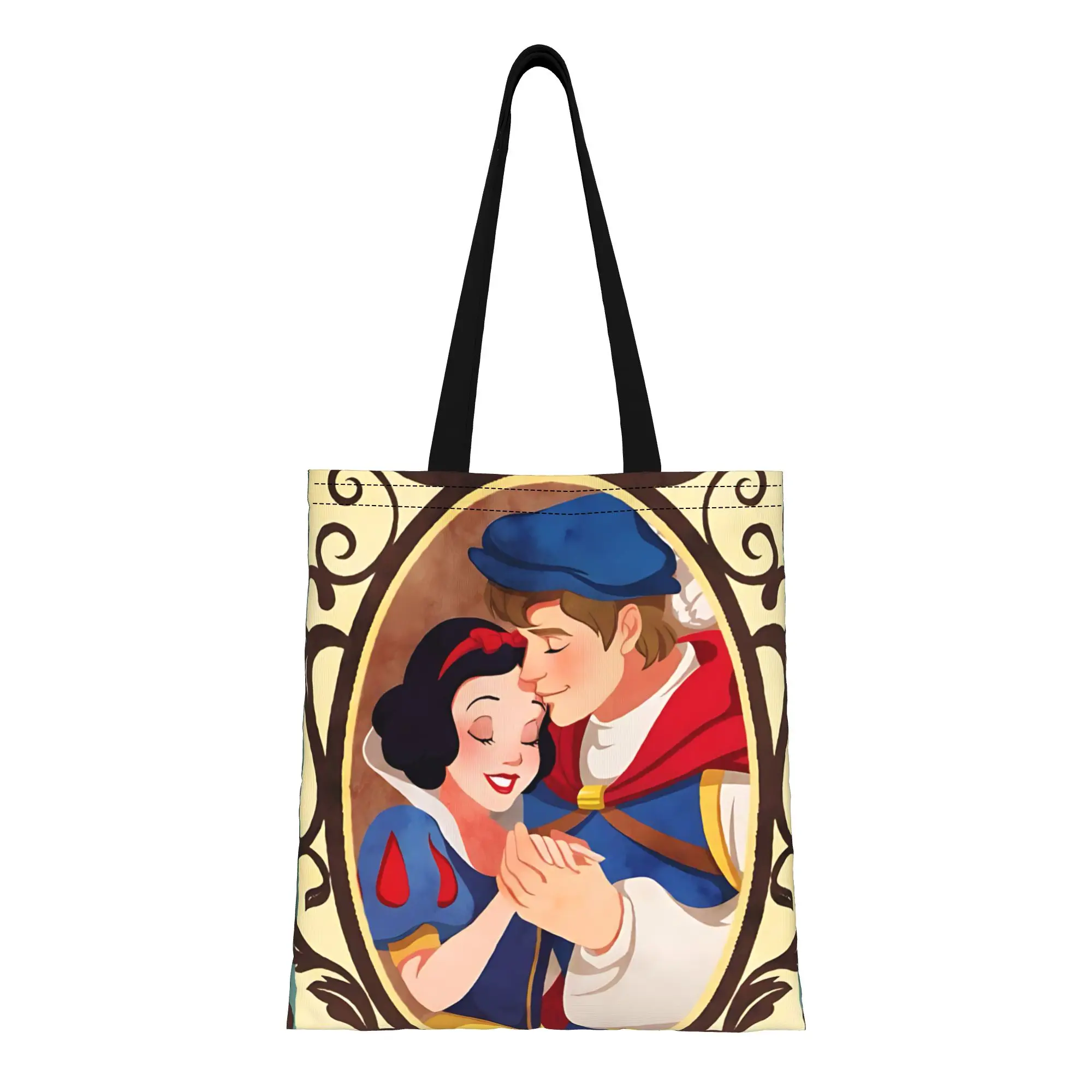 

1 шт. холщовая сумка-тоут с изображением Белоснежки и семи гномов, сумка-тоут с принтом принцесс Диснея, женская сумка через плечо