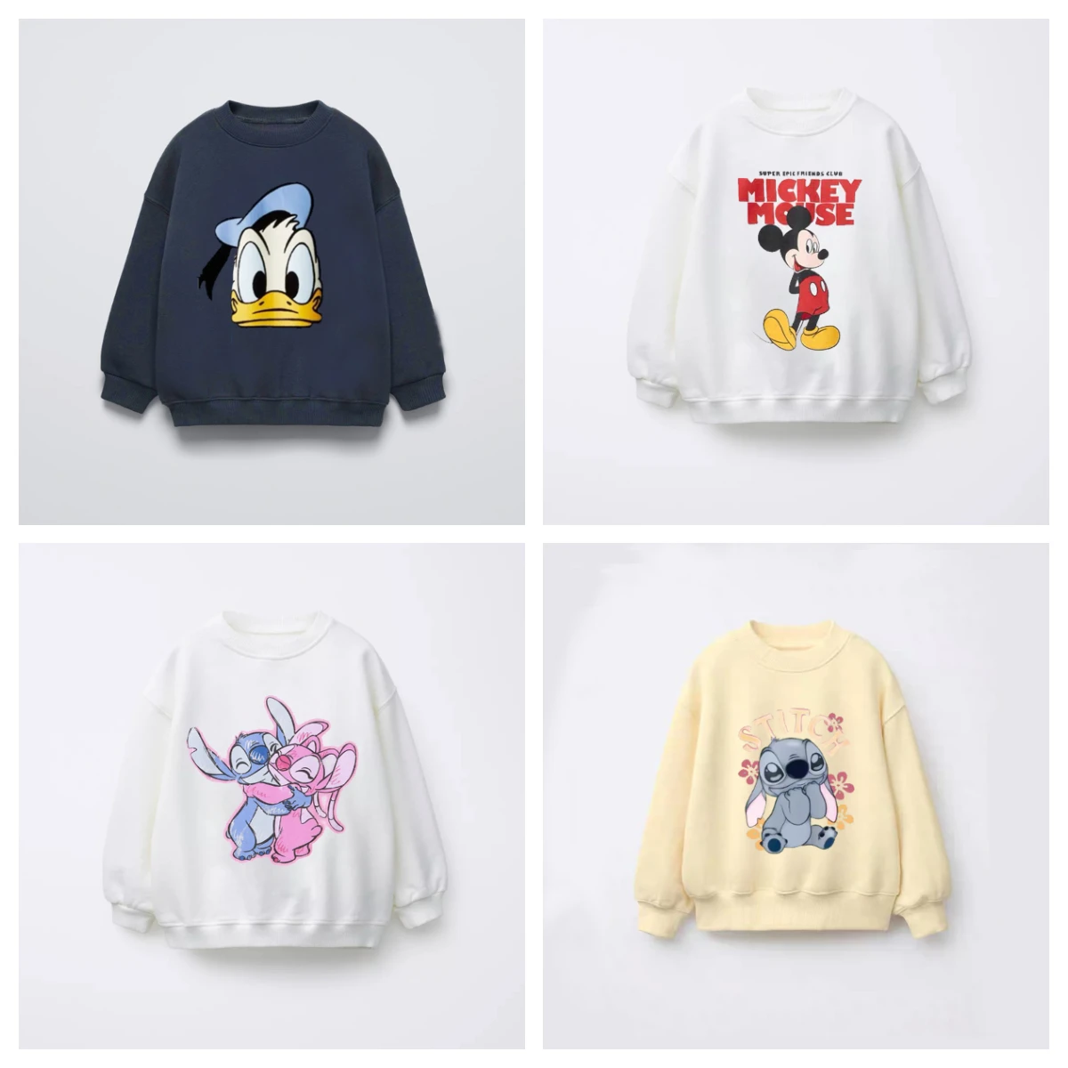 

0-6 Year Old Children's Hoodie With Beautiful Figure Print Patterns Mickey Mouse Donald Duck Stitch And Other Round Collars Nice