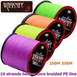 Warknife 16 Strands 250M 350M Hollow Core PE Braid Extreme Japan Braided Fishing Line 20LBs-500LBs Fishing Assist Line Fish Line
