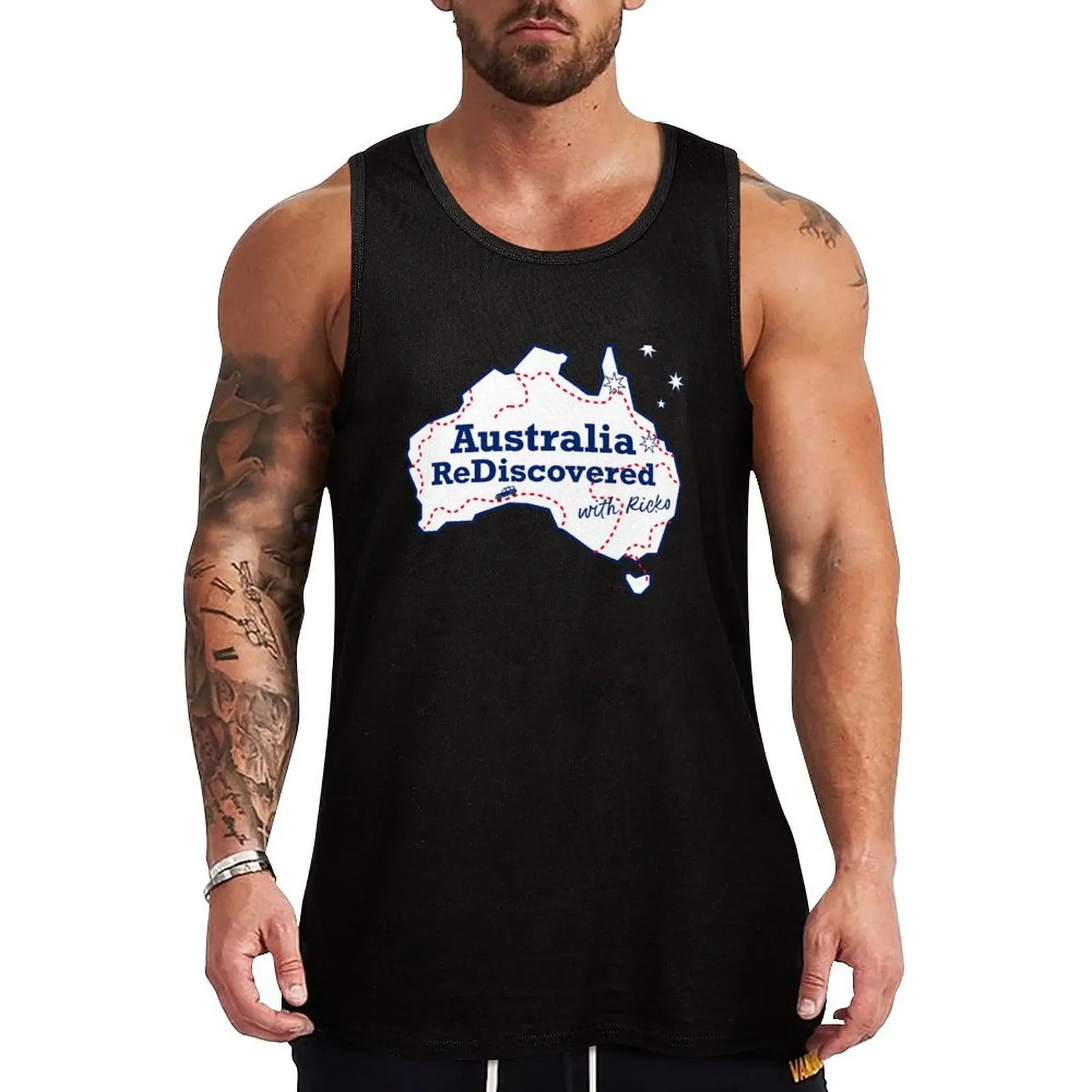 

Australia Rediscovered with Ricko TV Logo Tank Top gym wear men bodybuilding for men t shirt gym Vests