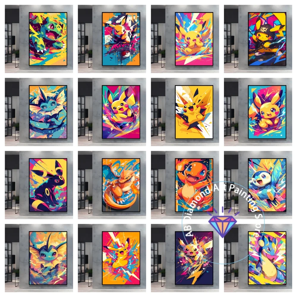

Creative Pokemon Pikachu Vividly Square Round AB Diamond Painting Kit 5D DIY Cross Stitch Handmade Art Crafts Home Decor Gift