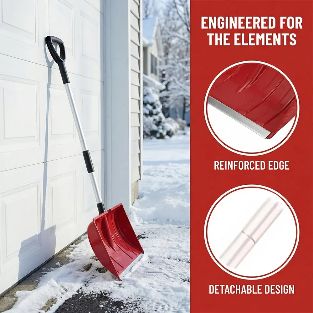 Snow Shovel with Aluminum Handle,47.2inch Portable Snow Removal Shovel, Lightweight Snow Spade for Car,Driveway,Sidewalk,Garden