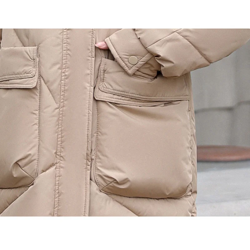 Grande Taille 7XL Longue Lâche Grande Poche Vêtements De Neige Parka Femmes 2023 Mode Doudoune À Capuche Hiver Épais Manteaux Chauds Pour Femme