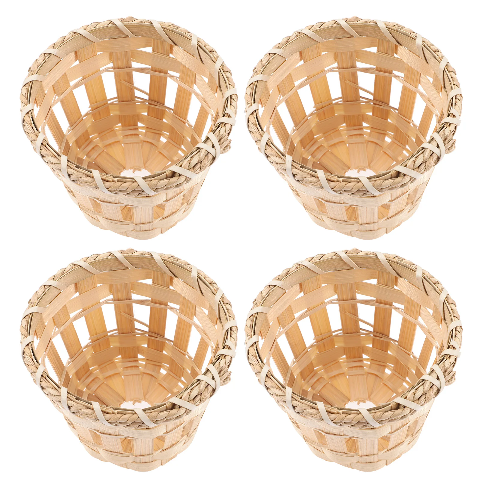 

4pcs Bamboo Lampshade Handwoven Mini Drum Shades for Ceiling Light Chandelier Cover Room Study Hotel Warm Atmosphere