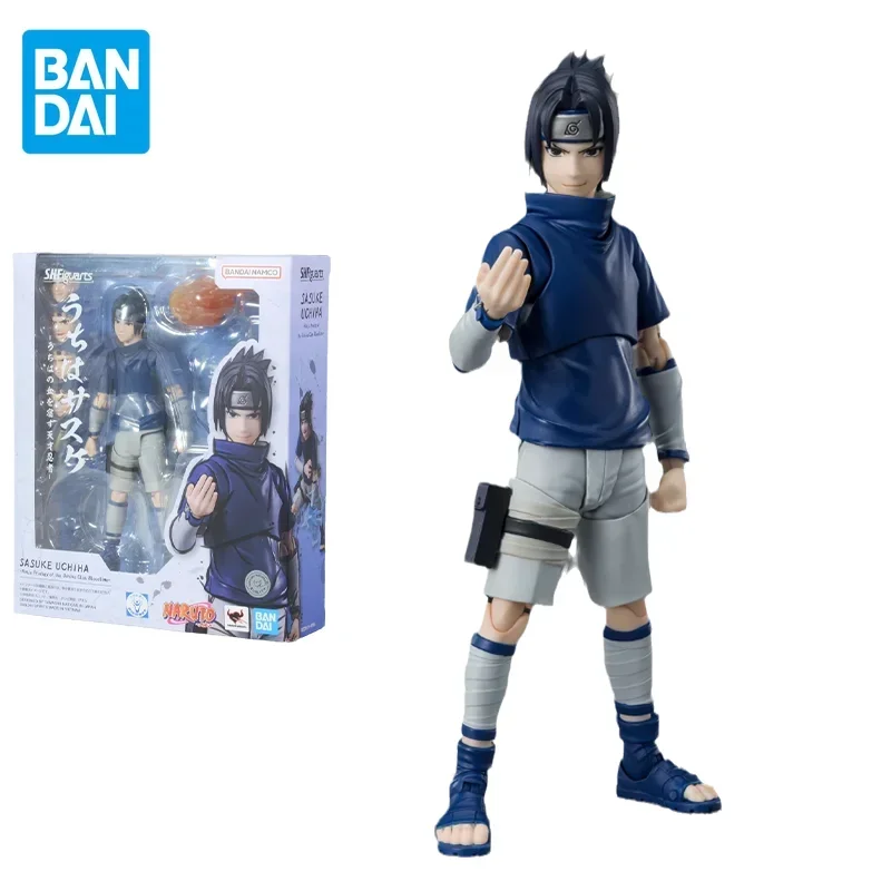 Bandai Original NARUTO Anime Figure SHF Uchiha Sasuke Genius Ninja of Blood Action Figure Toys for Kids Gift Model Collectible