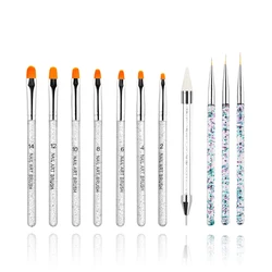 7/11Pcs Uv Gel Nail Brush Set, Poly Extension Gel Brush, Nail Art Tips Builder Brush Nail Painting Brush Pen Set