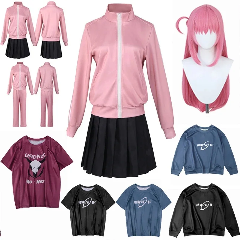 (#^.^#) 2026 New Hitori Gotoh Costume Anime Bocchi The Rock Cosplay Pink Coat Jacket Skirt Wig JK Uniform For Women P →_→LOOK ME - view 6