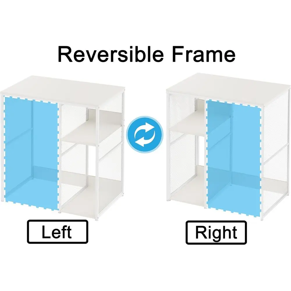 خزانة بار القهوة بيضاء مكونة من 3 طبقات مع مساحة تخزين للثلاجة الصغيرة، رف خباز المطبخ بتصميم بسيط، منظم أدوات مدمج للمنزل