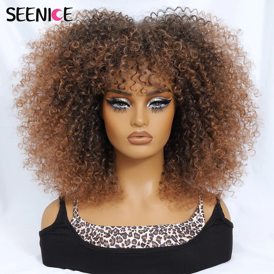 

Short Hair Afro Kinky Curly Wig For Black Women Cosplay Blonde Synthetic Natural Ginger Pink Wigs African Ombre High Temperature