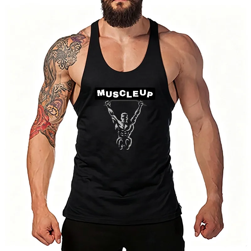 Bodybuilding Men's Tank Tops Gym Vest Pure Cotton Workout Muscle Shirts Fitness  Summer Sport Breathable Quick Dry Training Tee