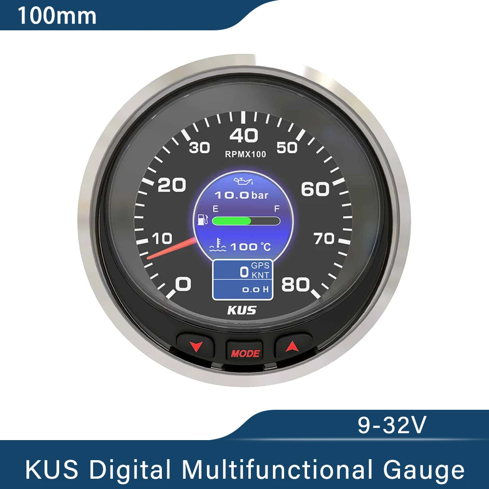 KUS 100mm Multifunctional Digital Instrument KMG-30KP with J1939 and NMEA 2000 systems for Boats Yachts Vessels Universal