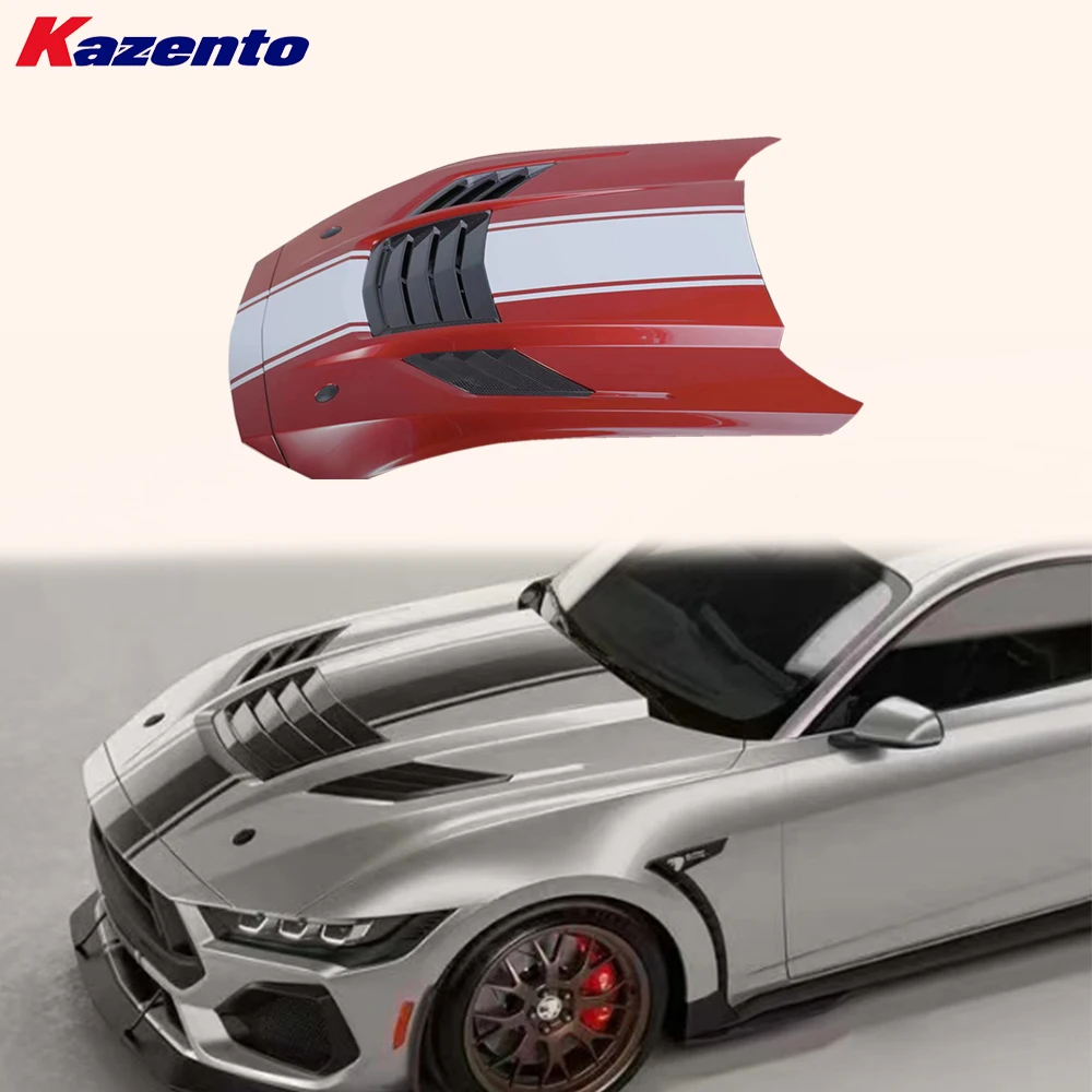 

Передний вентилируемый капот в стиле V для Ford 2024+ Mustang S650 GT с частичным карбоновым вентиляционным отверстием (перевозка океана выгодно, добро пожаловать на побег)
