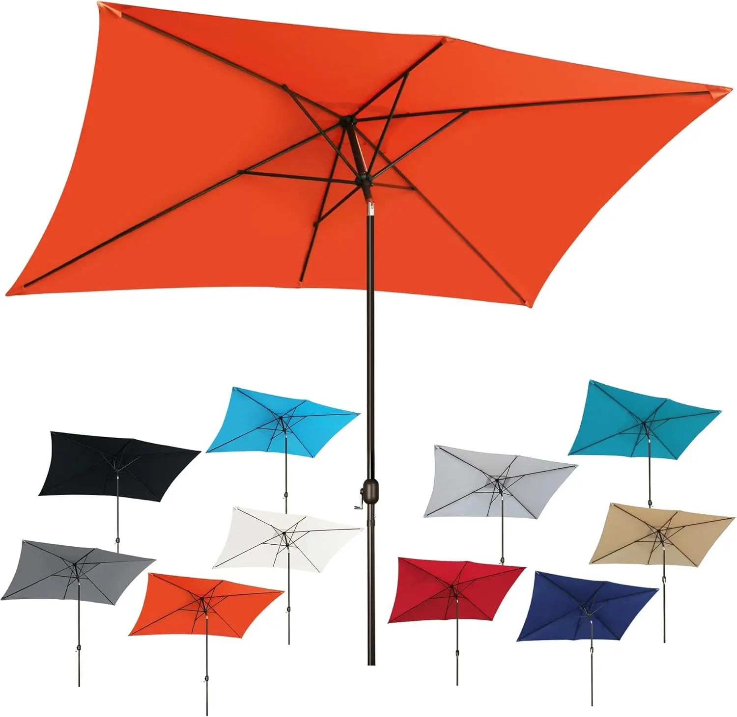 

Прямоугольный зонт для патио с наклоном и рукояткой, открытый оттенок для сада, террасы, бассейна и пляжа