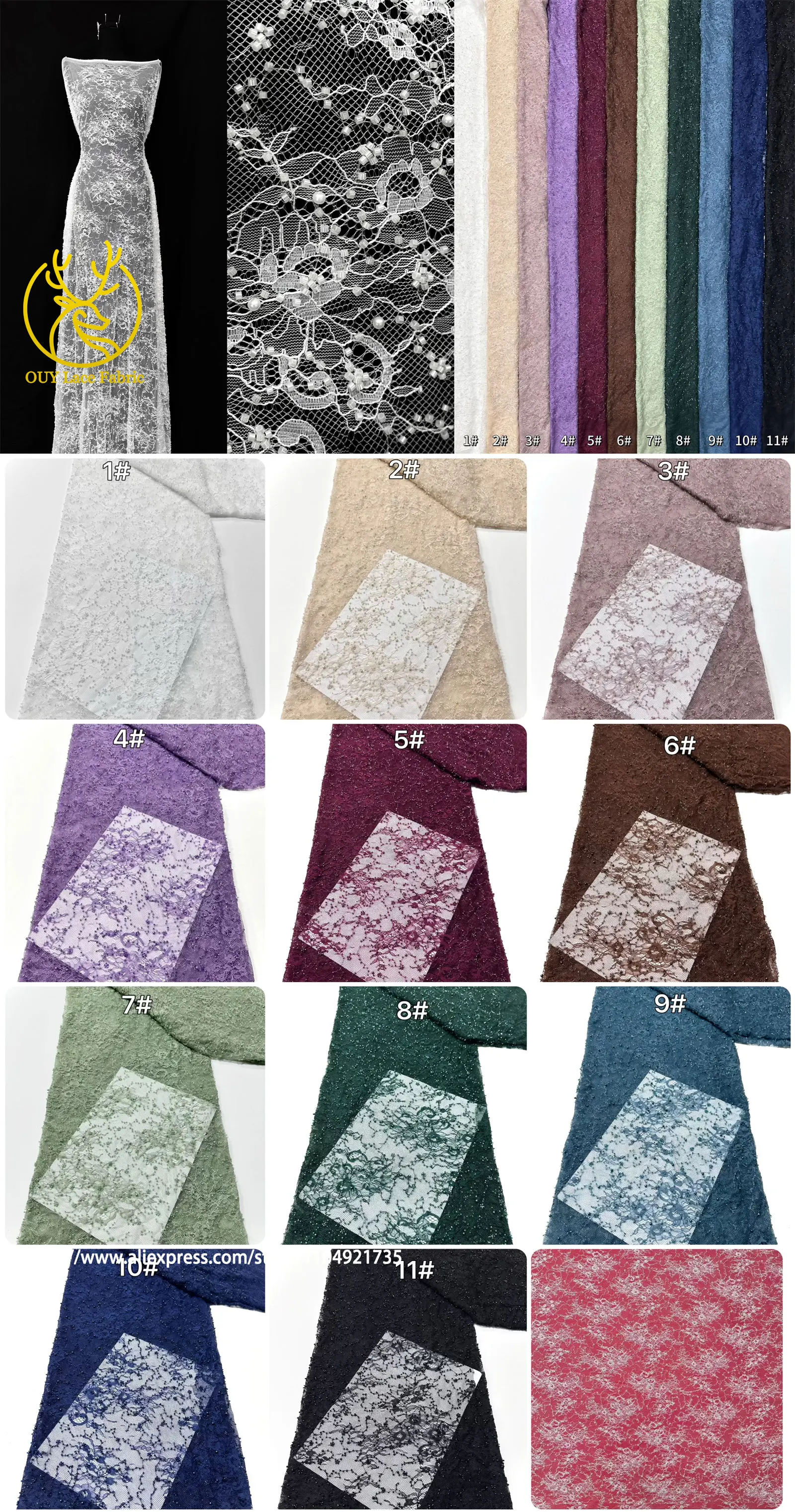 African Beaded Lace Fabric 2025 High Quality Lace French Mesh Beaded Decoration Nigerian Swiss Lace Fabric Bridal Party Dresses