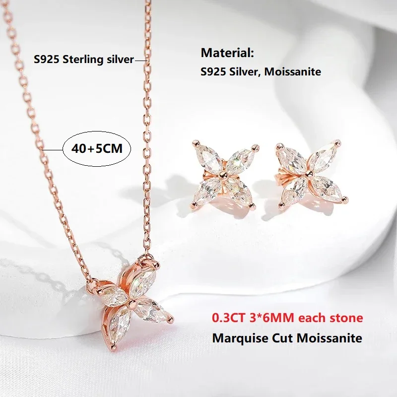 Halaile Butterfly Stud Earring Marquise Cut Moissanite for Women Sparkly Bridal Jewelry S925 Sterling Silver Lab Diamond Earring