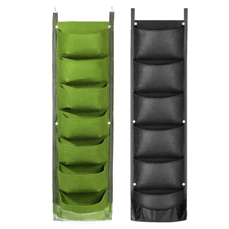 

6/7 Pockets Waterproof Hanging Vertical Wall Planter Bags Planting Flower Grow Bags For Indoor Outdoor Yard Garden Fence Home