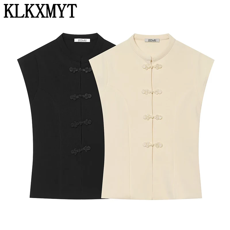 KLKXMYT Women's Casual Elegant Top 2026 New Fashion Chinese Knot Short Vest Tops For Women High Street Holiday Tank Top