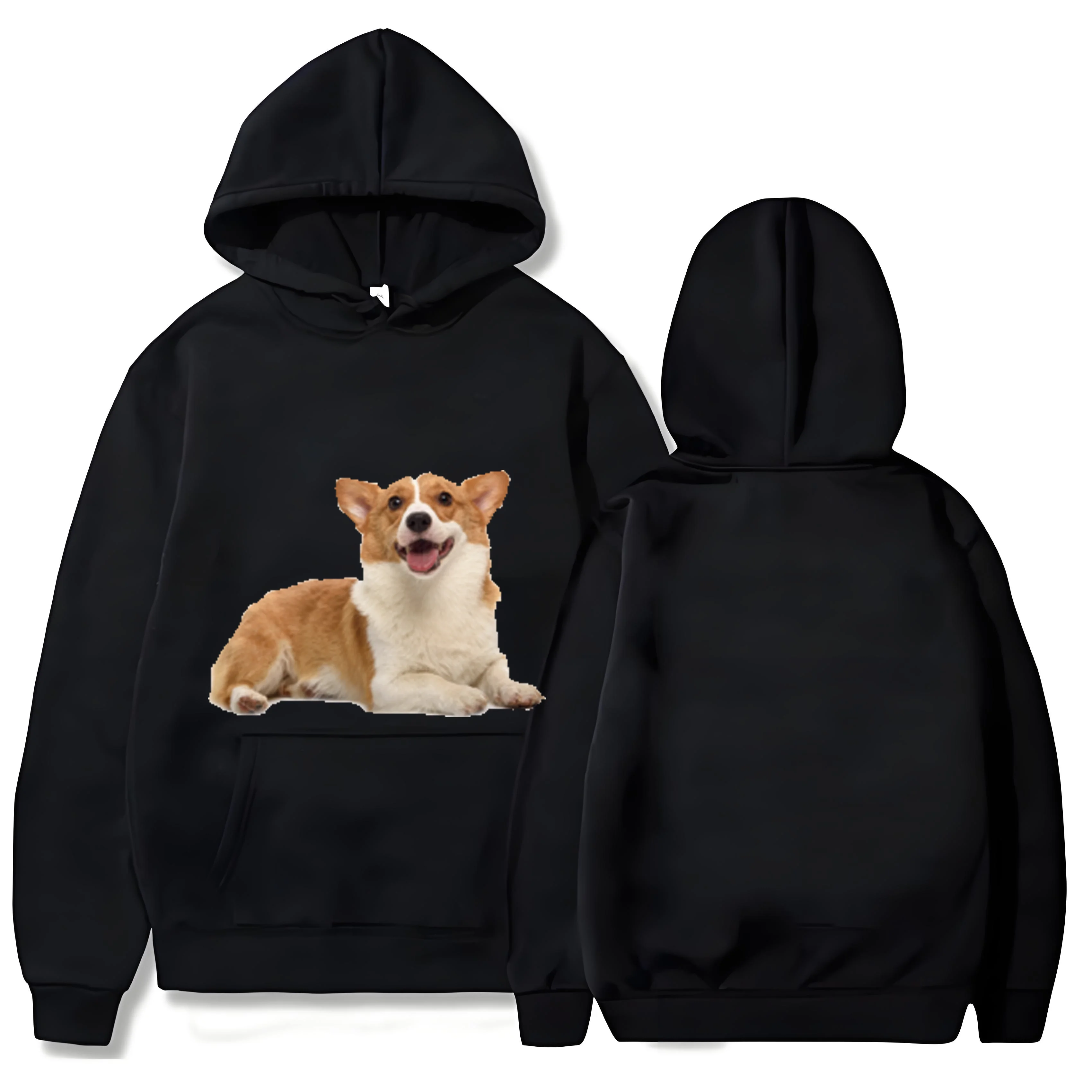 

2025 Trendy brand Y2k 330G heavy-duty hooded sweatshirt with real dog print for both men and women's Halloween
