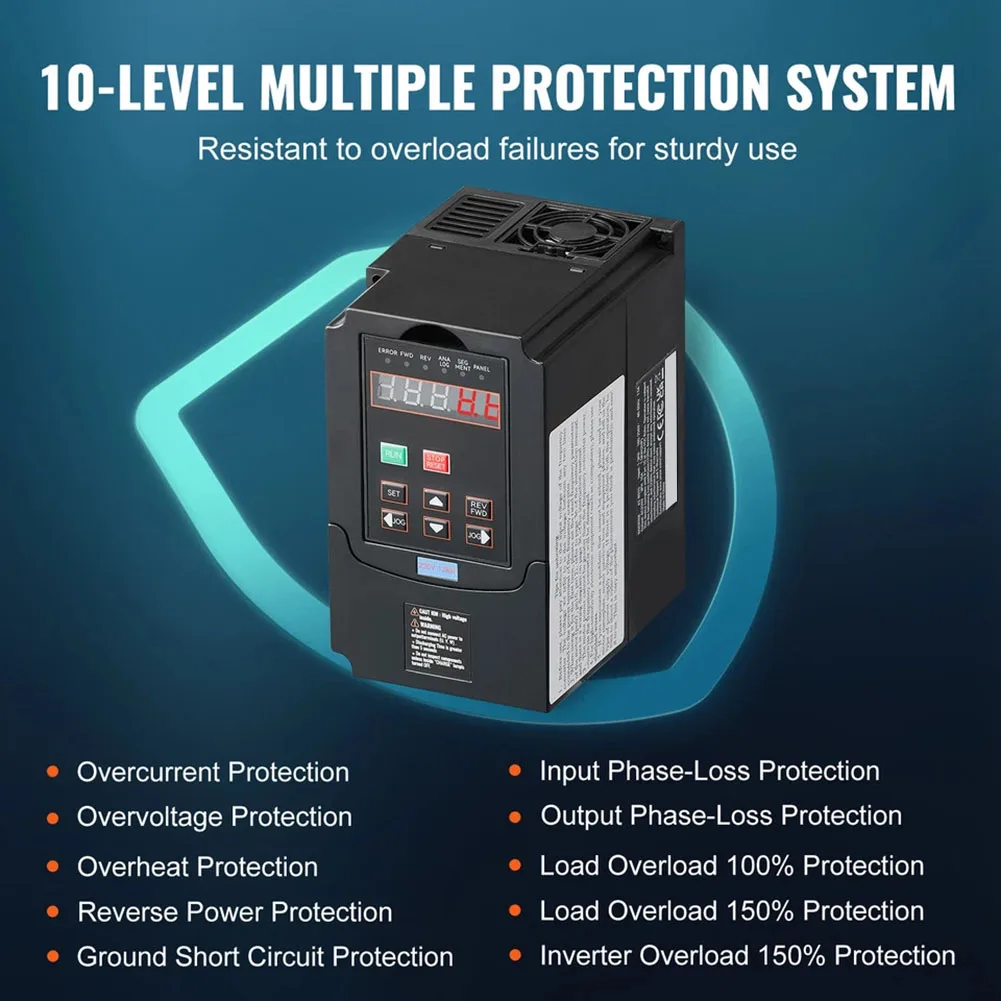 1pc 2HP 1.5KW VFD Variable Frequency Drive 220V 1 Or 3 Phase Convert 0-400Hz For Drilling Machine CNC Machine Tools