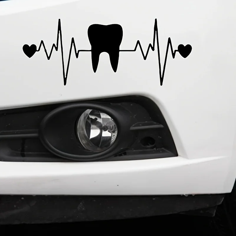 

Creative Dentistry Heart & ECG Matte Vinyl Decal, Irregular Shape Durable Sticker for Vehicles & Windows