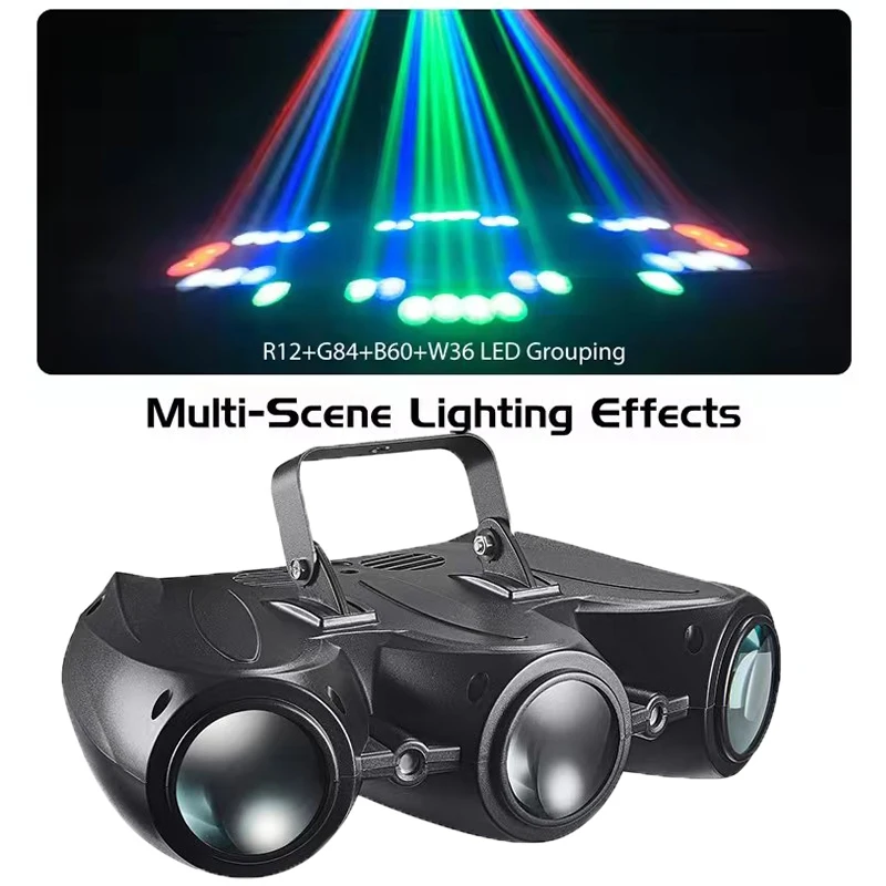 

3 Heads Airship Laser Light DMX 192 Colorful LEDs Patterns Effect Lights DJ Disco Karaoke Club Dance Party Stage Lighting