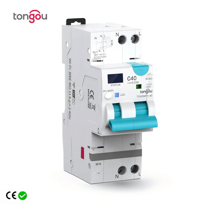 Disyuntor inteligente ajustable TUYA WIFI RCBO LED, disyuntor de corriente residual con protección contra sobrecorriente y fugas