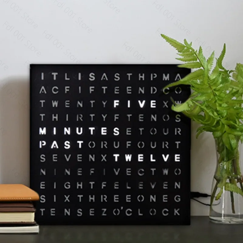 LED Letter Display Digital Clock, Creative Desktop Decor Wall Clock for Home Office Study Room